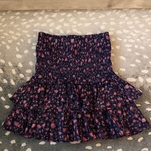 Chic Floral Mini Skirt in Navy and Pink